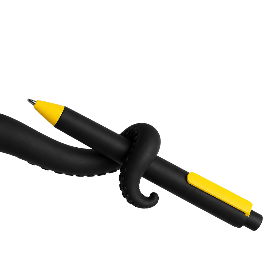 Grippi met een pen